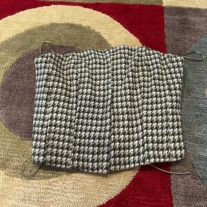 Houndstooth Plaid Tweed Plaid Strapless Tube Top Corset Top Lace Up Size Small